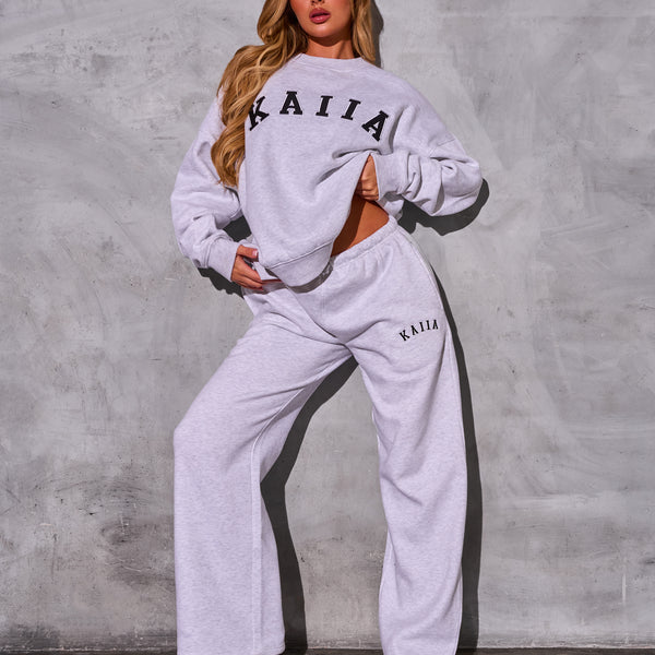 ★Wai Kei★ Logo embroidered sweatpants grey YKBE01PT06-2 AMIRI Gray Embroidered Logo Sweatpants Amiri