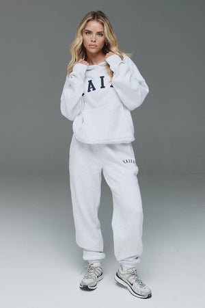 Kaiia Logo Cuffed Joggers Light Grey Marl
