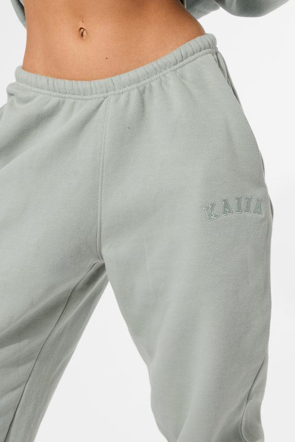Kaiia Logo Cuffed Joggers Sage Green