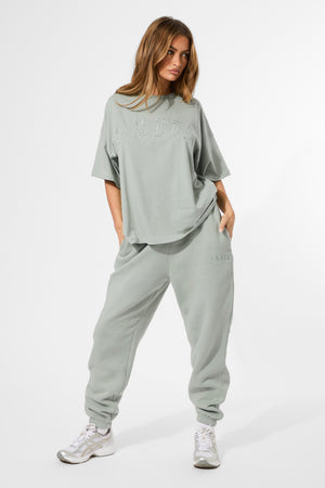 Kaiia Logo Cuffed Joggers Sage Green
