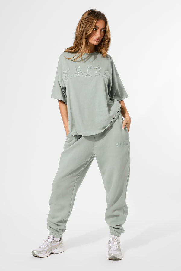 Kaiia Logo Cuffed Joggers Sage Green