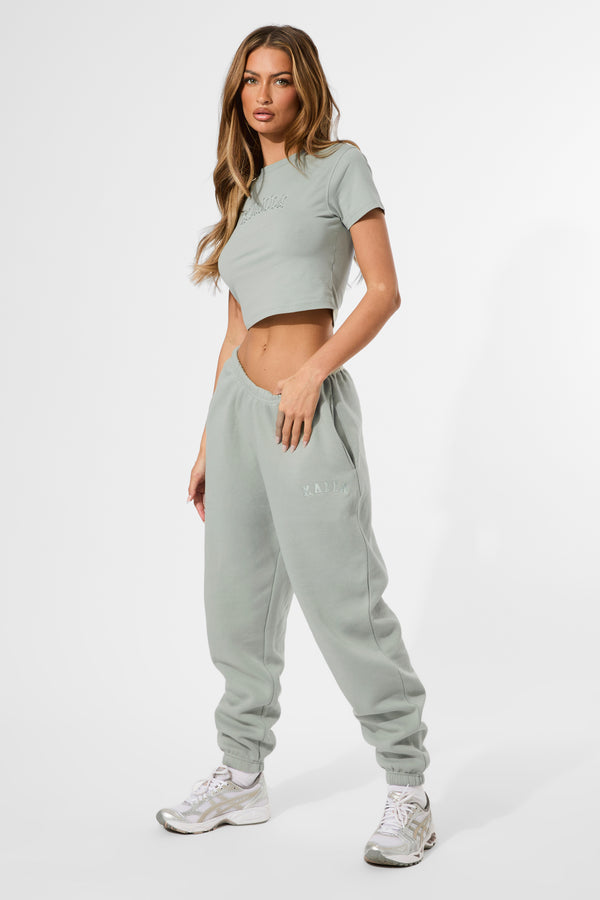 Kaiia Logo Cuffed Joggers Sage Green