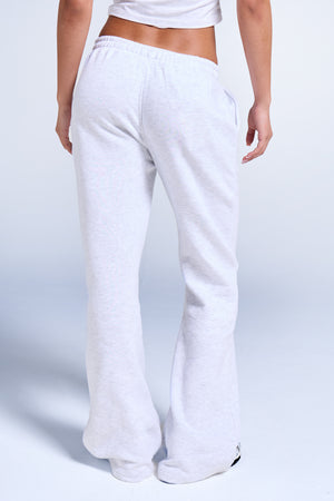 Kaiia Logo Wide Leg Sweat Pants Light Grey Marl & Navy