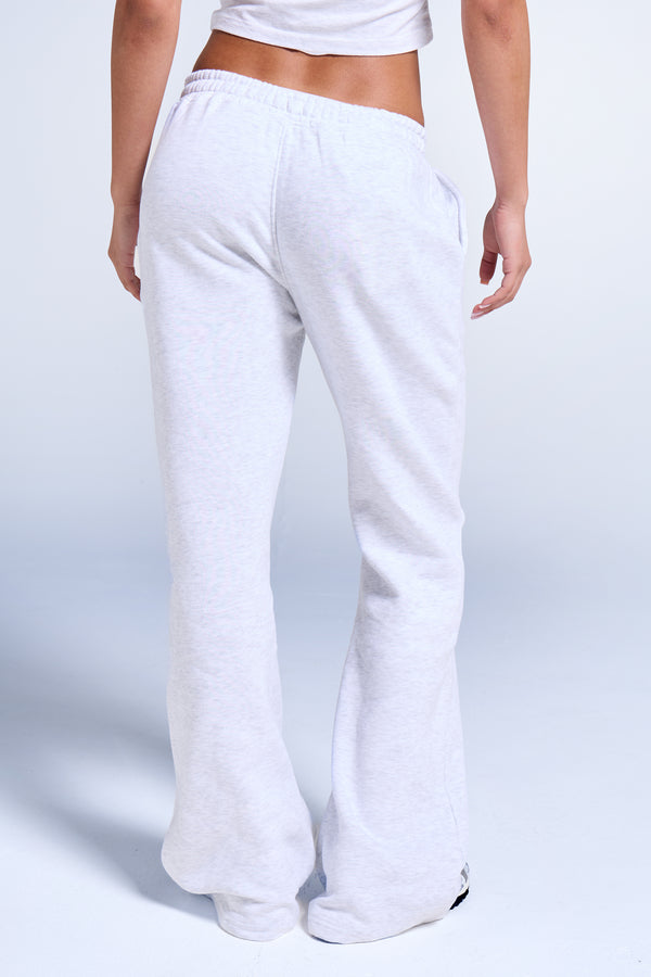Kaiia Logo Wide Leg Sweat Pants Light Grey Marl & Navy