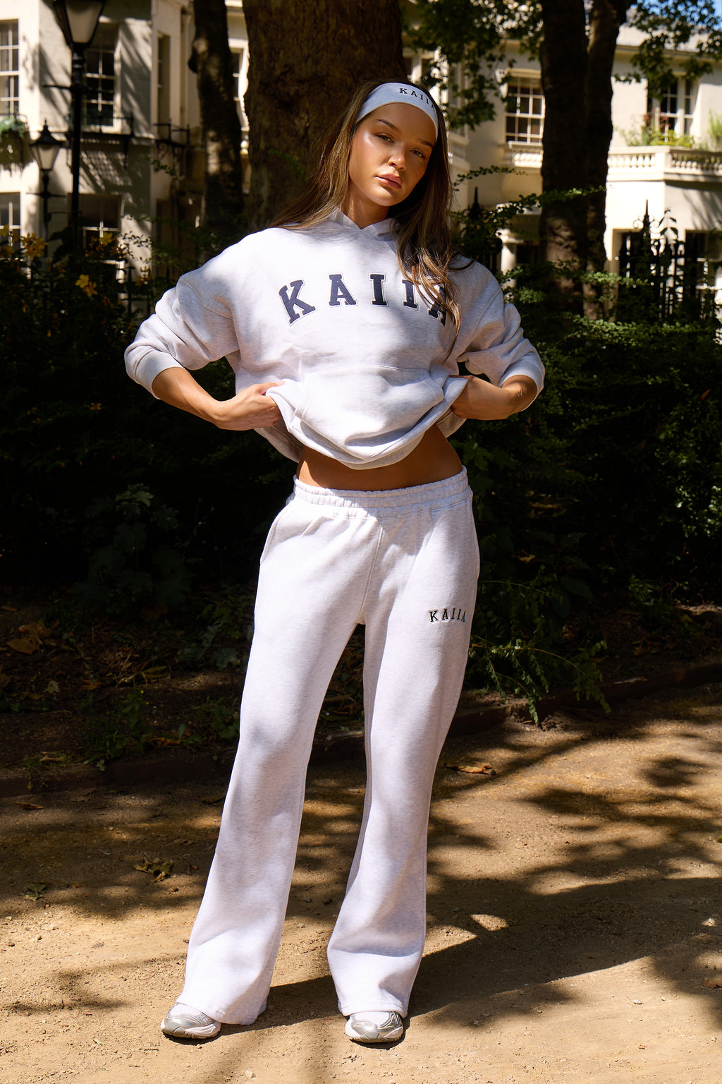 Kaiia Wide Leg Sweat Pants In Grey Marl | Kaiia