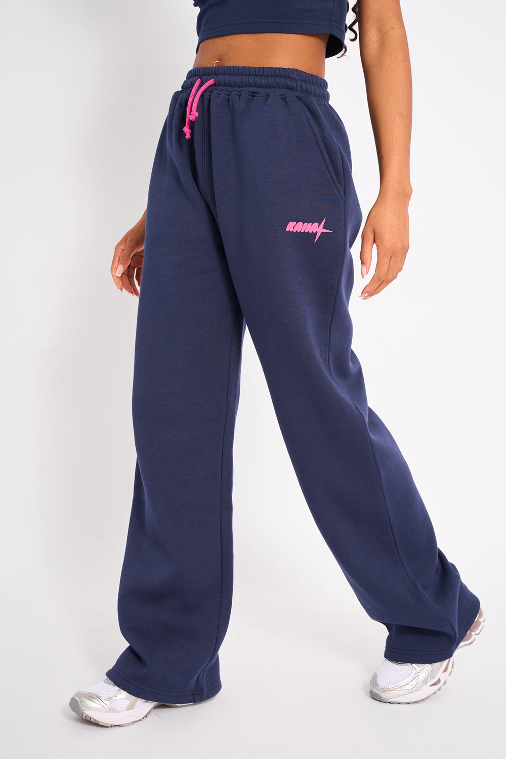 Kaiia Star Wide Leg Joggers Navy & Pink