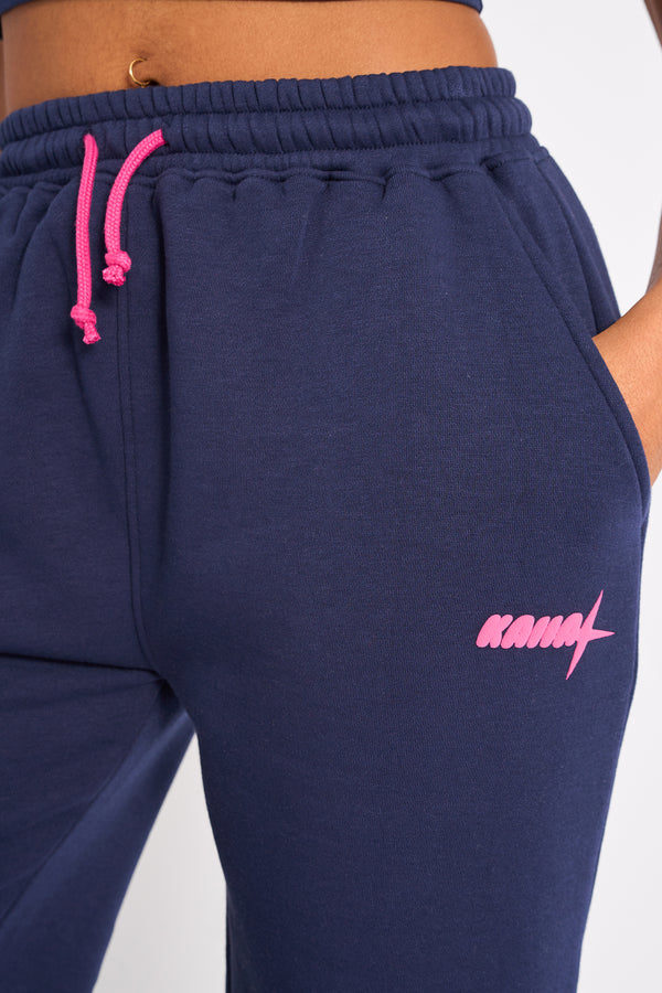 Kaiia Star Wide Leg Joggers Navy & Pink