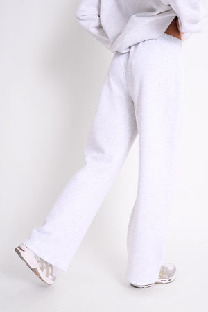 Kaiia Logo Wide Leg Joggers Light Grey Marl & Pink Contrast