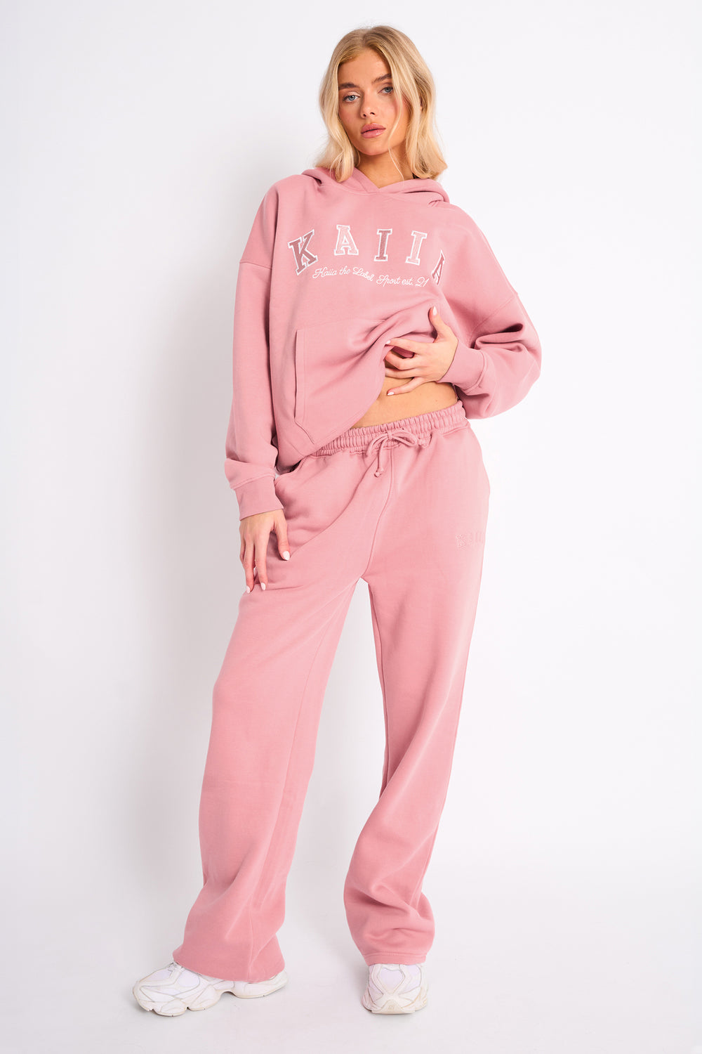 Kaiia Logo Wide Leg Jogger Blusher