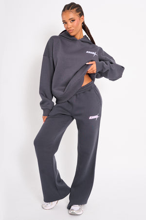Kaiia Star Wide Leg Joggers Charcoal