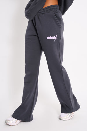 Kaiia Star Wide Leg Joggers Charcoal