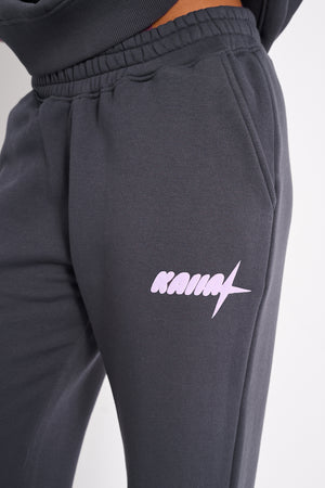 Kaiia Star Wide Leg Joggers Charcoal