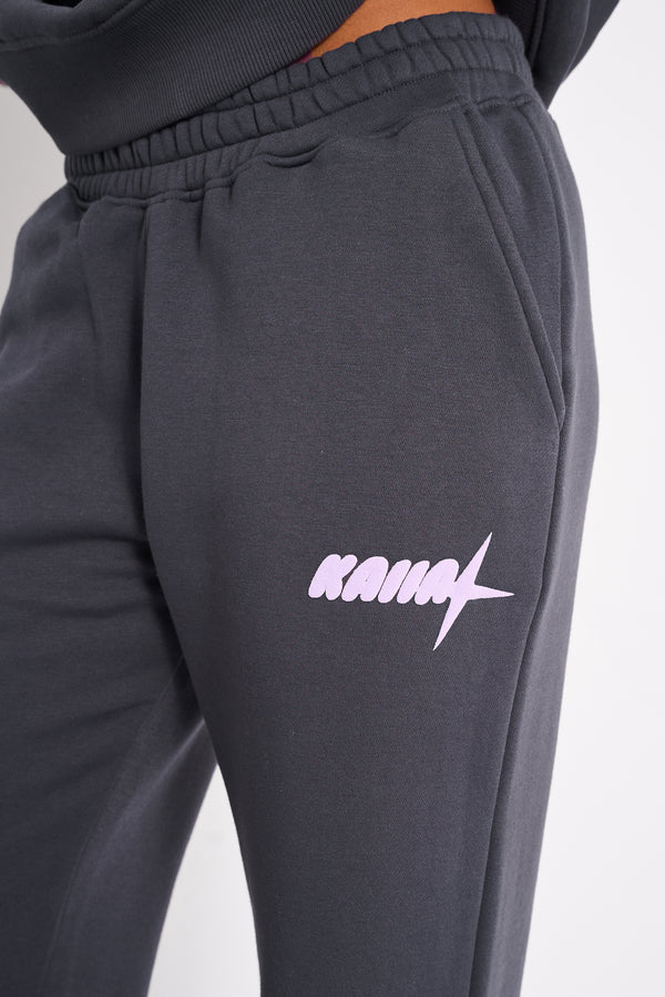 Kaiia Star Wide Leg Joggers Charcoal
