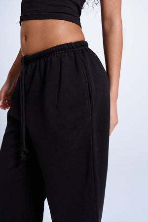Kaiia Logo Wide Leg Joggers Black On Black