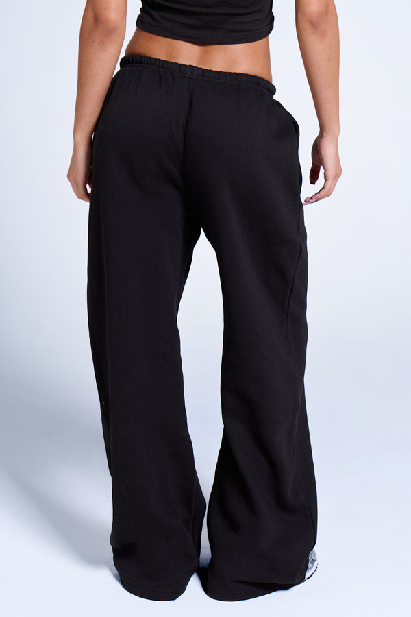 Kaiia Logo Wide Leg Joggers Black On Black