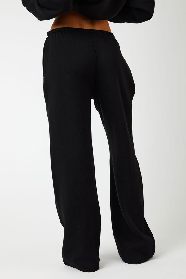 Kaiia Logo Wide Leg Joggers Black On Black