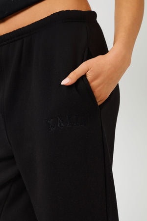 Kaiia Logo Cuffed Joggers Black On Black