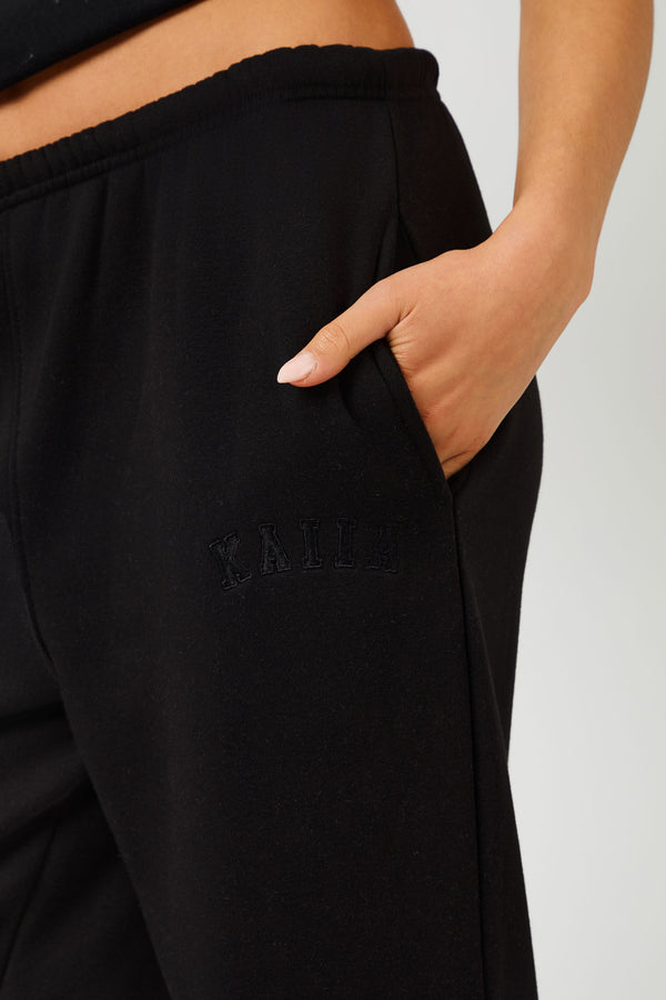 Kaiia Logo Cuffed Joggers Black On Black