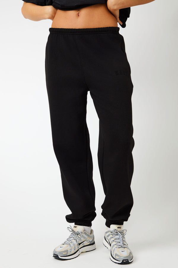 Kaiia Logo Cuffed Joggers Black On Black