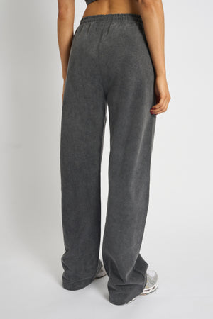 Kaiia Studio Diamante Acid Wash Wide Leg Joggers Dark Grey