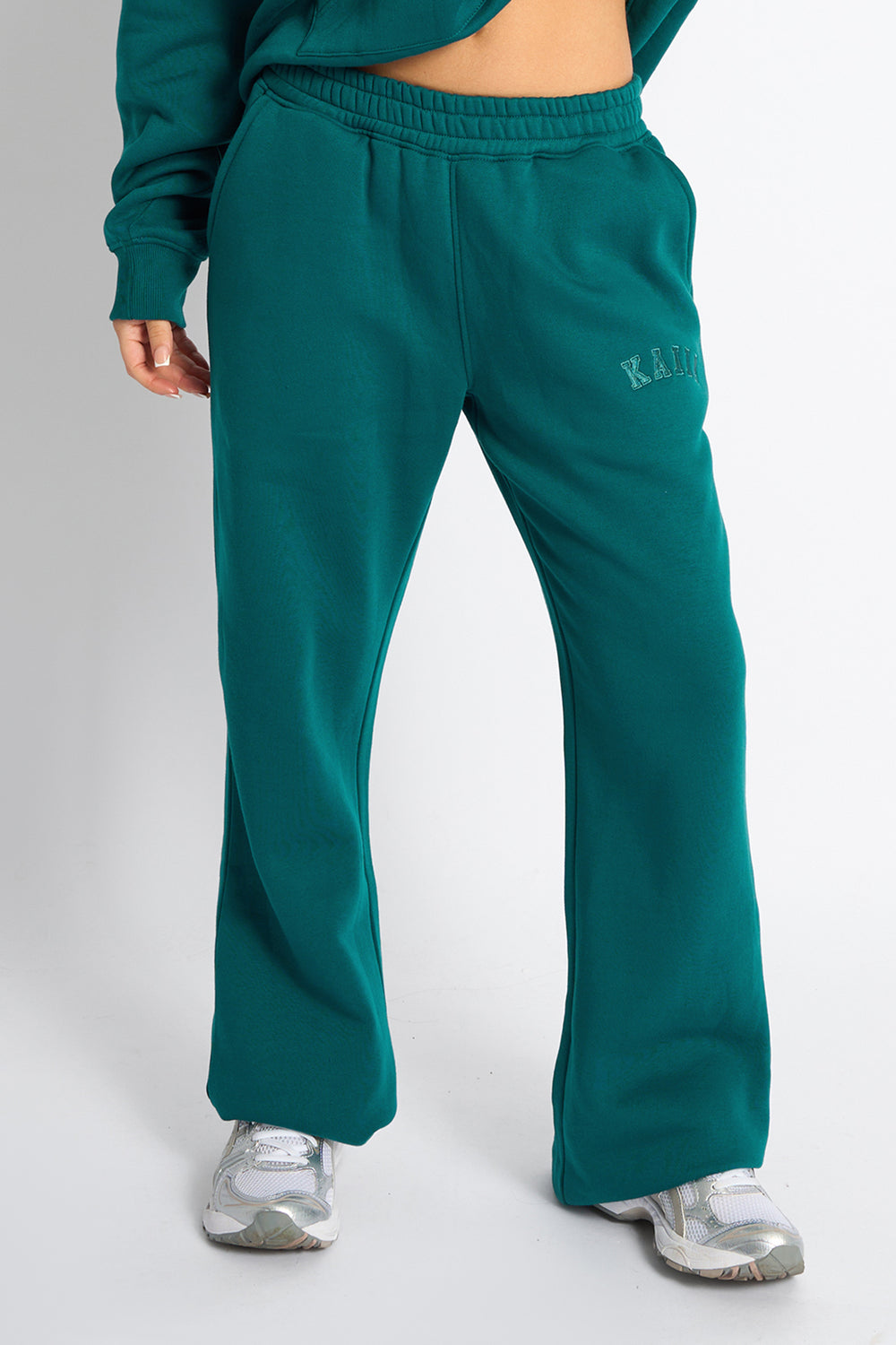 Kaiia Logo Wide Leg Joggers Teal
