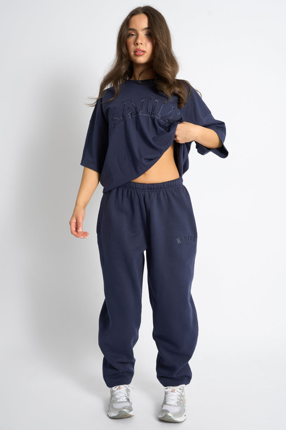 Kaiia Logo Cuffed Leg Joggers Deep Blue