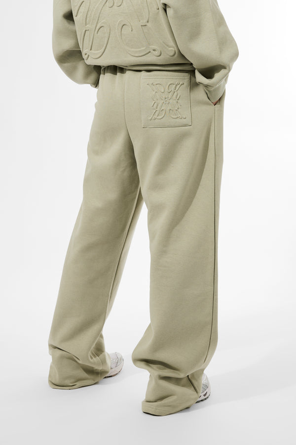 Kaiia Embossed Wide Leg Joggers Light Sage