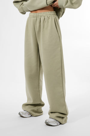Kaiia Embossed Wide Leg Joggers Light Sage