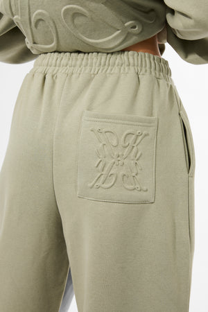 Kaiia Embossed Wide Leg Joggers Light Sage