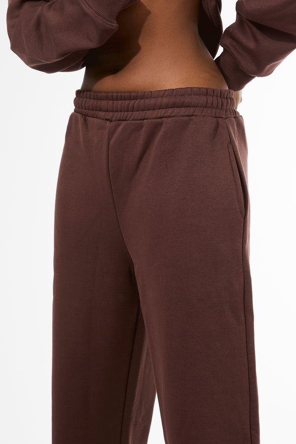 Kaiia Embossed Wide Leg Joggers Mocha