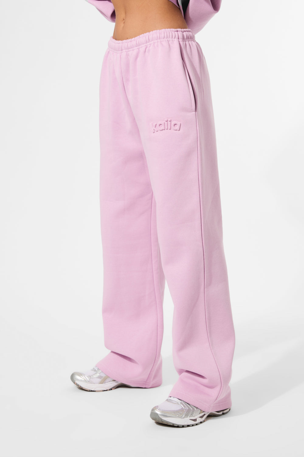 Kaiia Embossed Logo Wide Leg Joggers Parma Violet