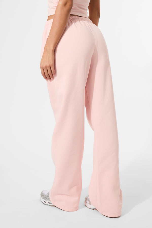 Kaiia Embossed Logo Wide Leg Joggers Sugar Pink