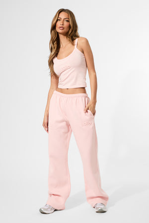 Kaiia Embossed Logo Wide Leg Joggers Sugar Pink