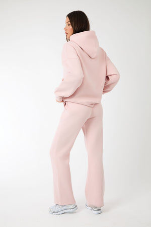 Kaiia Label Logo Exposed Waistband Wide Leg Joggers Dusty Pink
