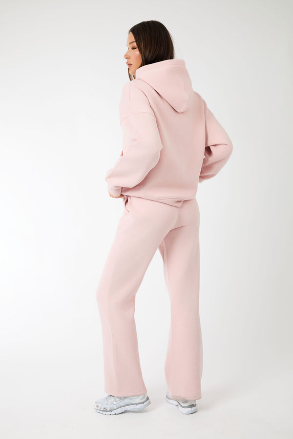 Kaiia Label Logo Exposed Waistband Wide Leg Joggers Dusty Pink