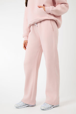 Kaiia Label Logo Exposed Waistband Wide Leg Joggers Dusty Pink