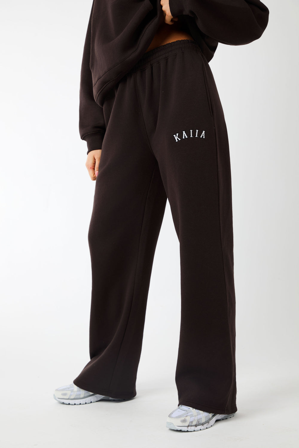 Kaiia Logo Wide Leg Joggers Brown