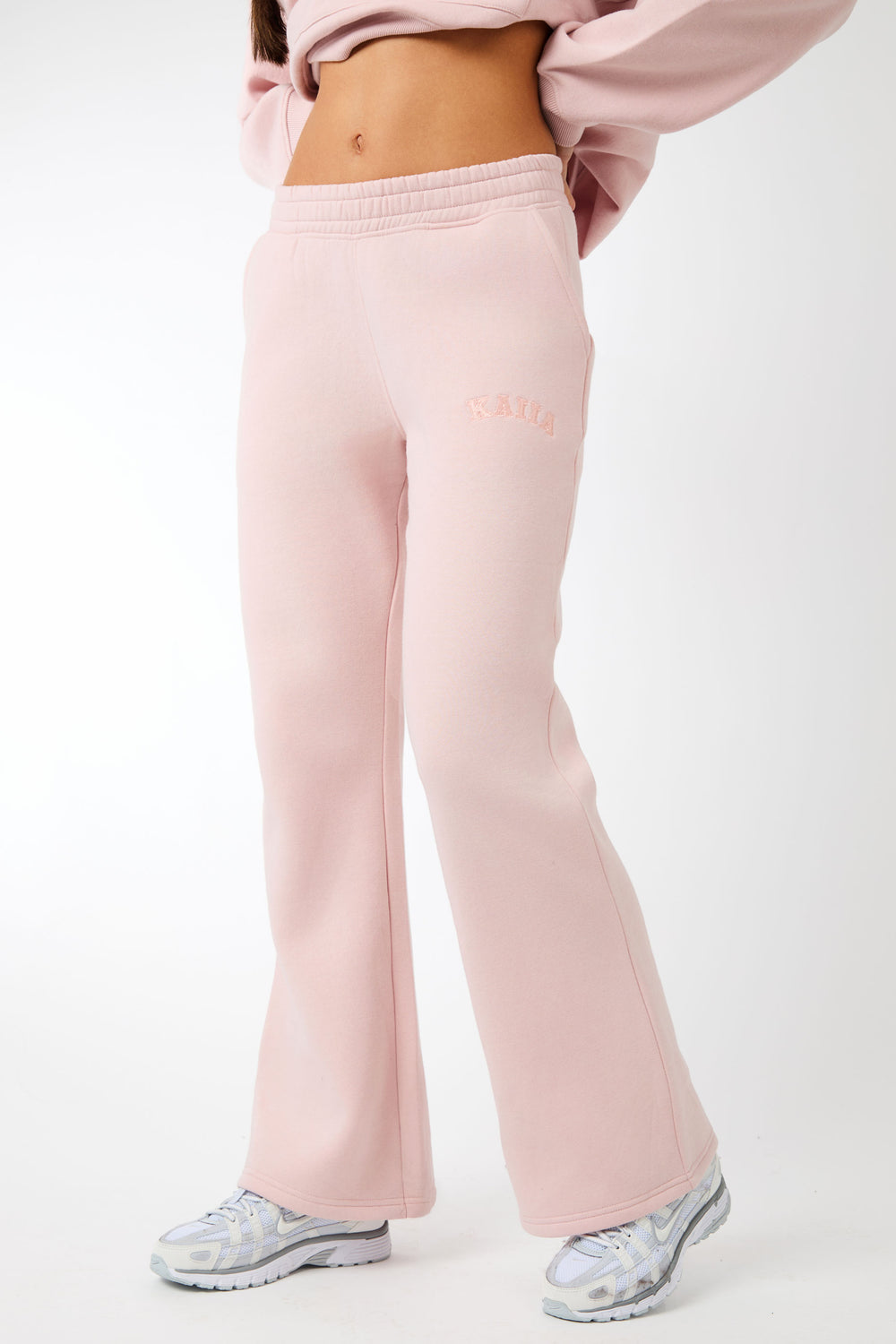 Kaiia Logo Wide Leg Joggers Dusty Pink