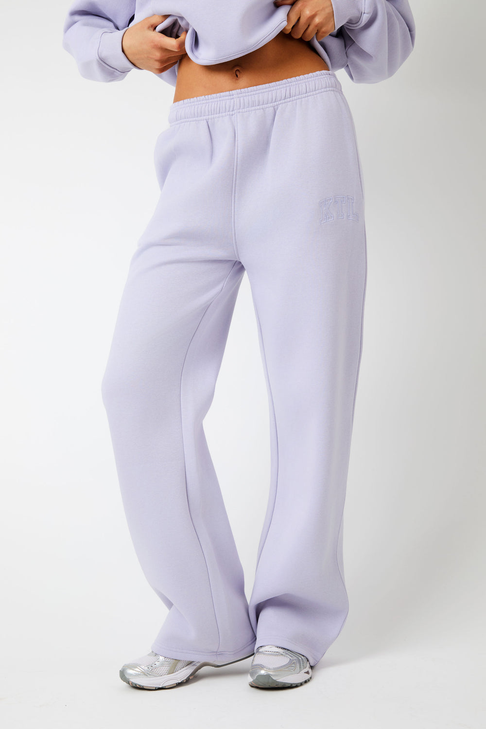Kaiia KTL Logo Wide Leg Joggers Iced Lilac