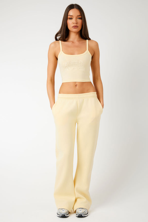 Kaiia KTL Logo Wide Leg Joggers Lemon Frosting