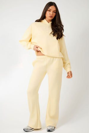 Kaiia KTL Logo Wide Leg Joggers Lemon Frosting