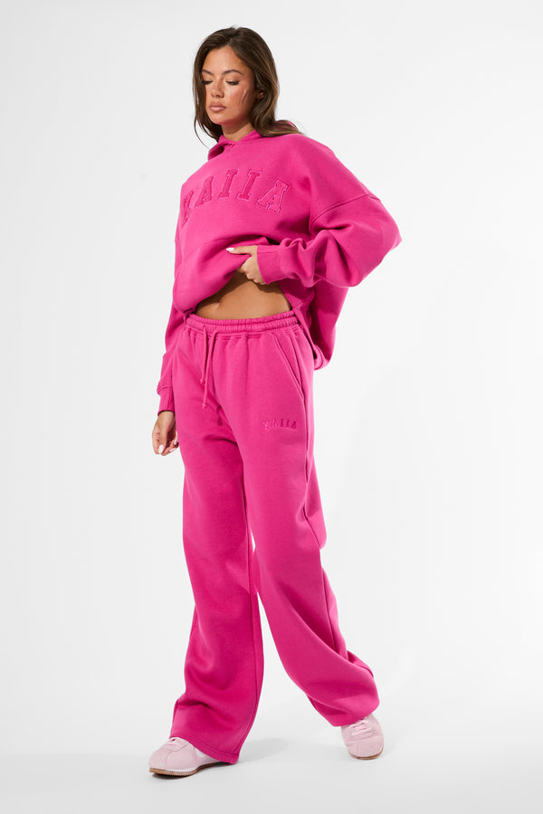 Kaiia Logo Wide Leg Joggers Bright Pink