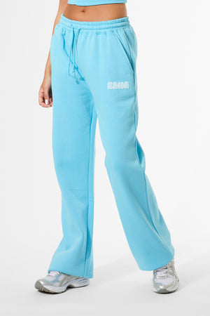 Kaiia Bubble Graphic Wide Leg Joggers Pool Blue