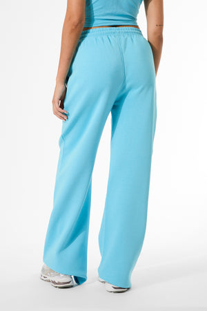 Kaiia Bubble Graphic Wide Leg Joggers Pool Blue
