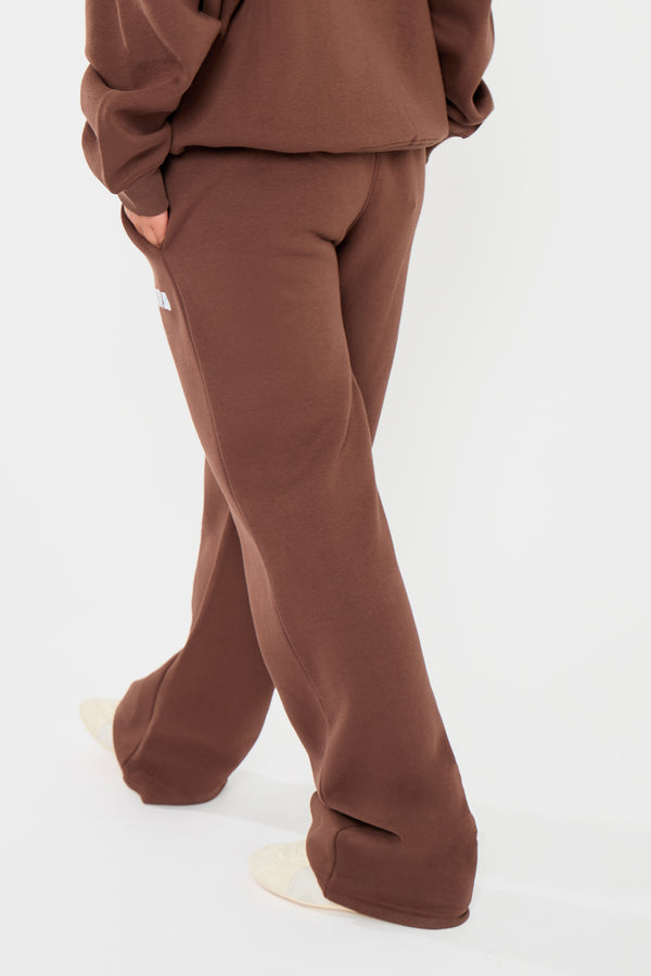 Kaiia Logo Wide Leg Joggers Brown & Light Blue