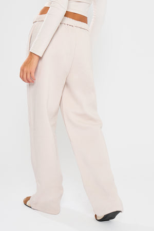 Kaiia Embossed Bubble Logo Wide Leg Joggers Oyster