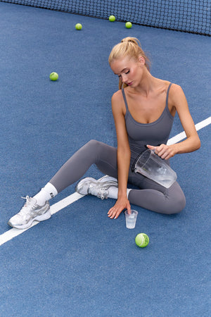 Kaiia Sculpt Strappy Unitard Slate Grey
