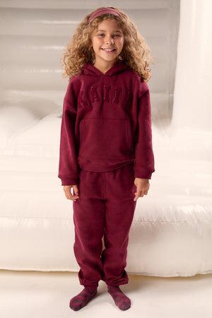 Kaiia Kids Slogan Oversized Hoodie Deep Burgundy