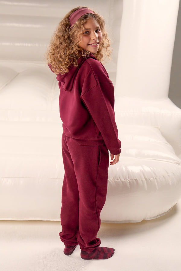 Kaiia Kids Logo Cuffed Joggers Deep Burgundy