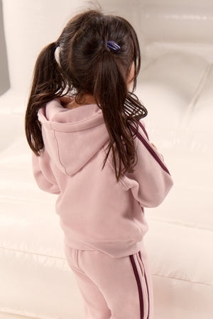 Kaiia Kids Sport Side Stripe Oversized Hoodie Pink Chai & Burgundy